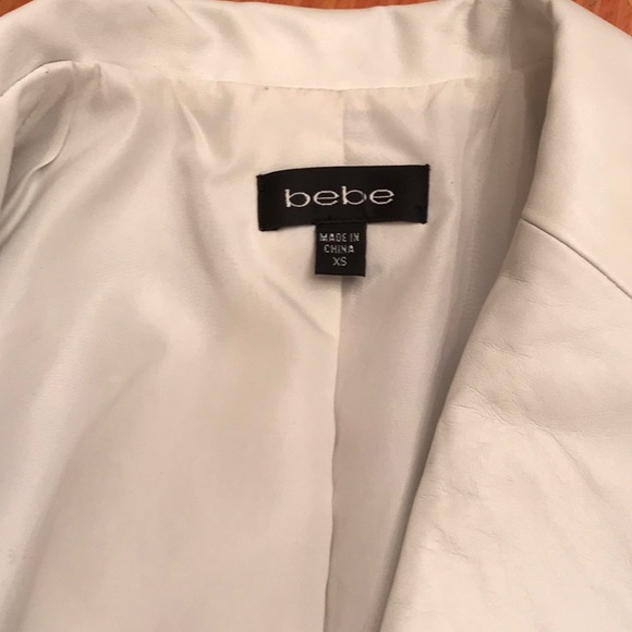 Bebe 100%Genuine Leather embroidered white blazer jacket Sz.XS - Picture 15 of 16
